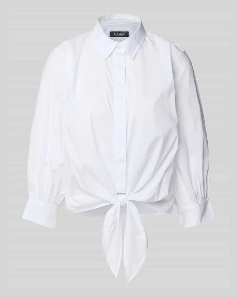 Ralph Lauren Regular Fit Hemdbluse mit Knoten-Detail Modell 'MOCHELL Weiss