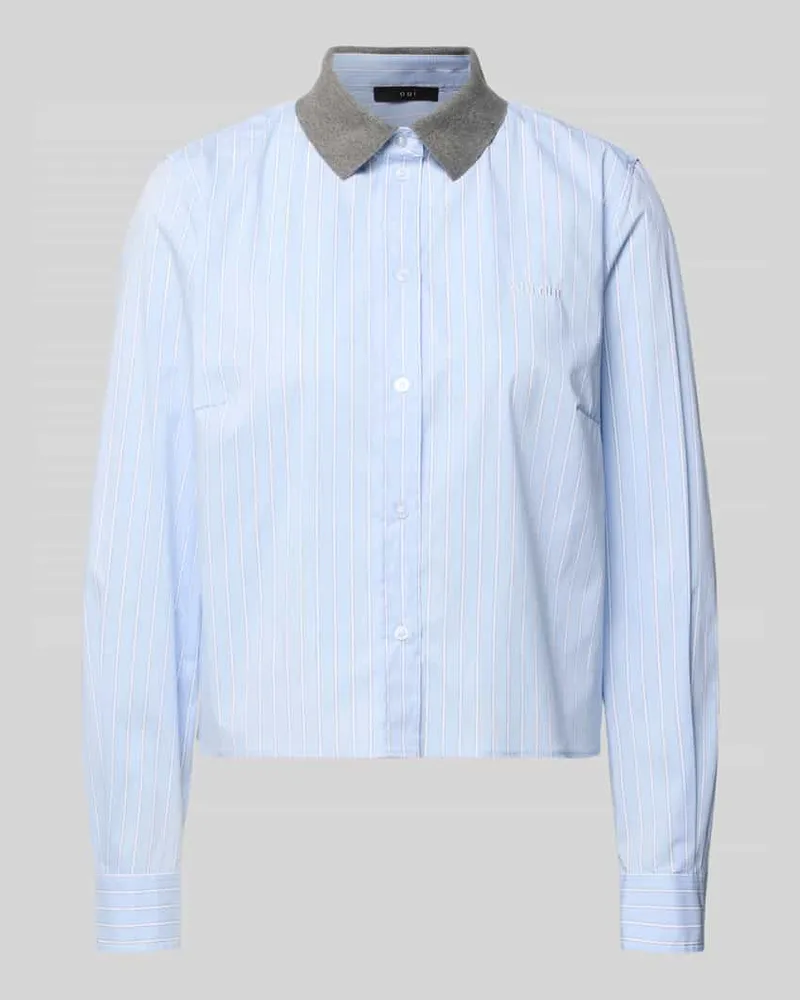 Oui  Relaxed Fit Hemdbluse mit Hemdblusenkragen Modell 'Nina Hellblau