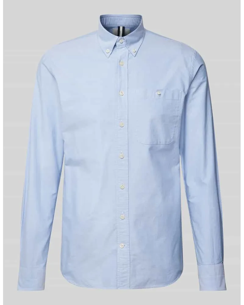 Profuomo Slim Fit Business-Hemd mit Button-Down-Kragen Bleu