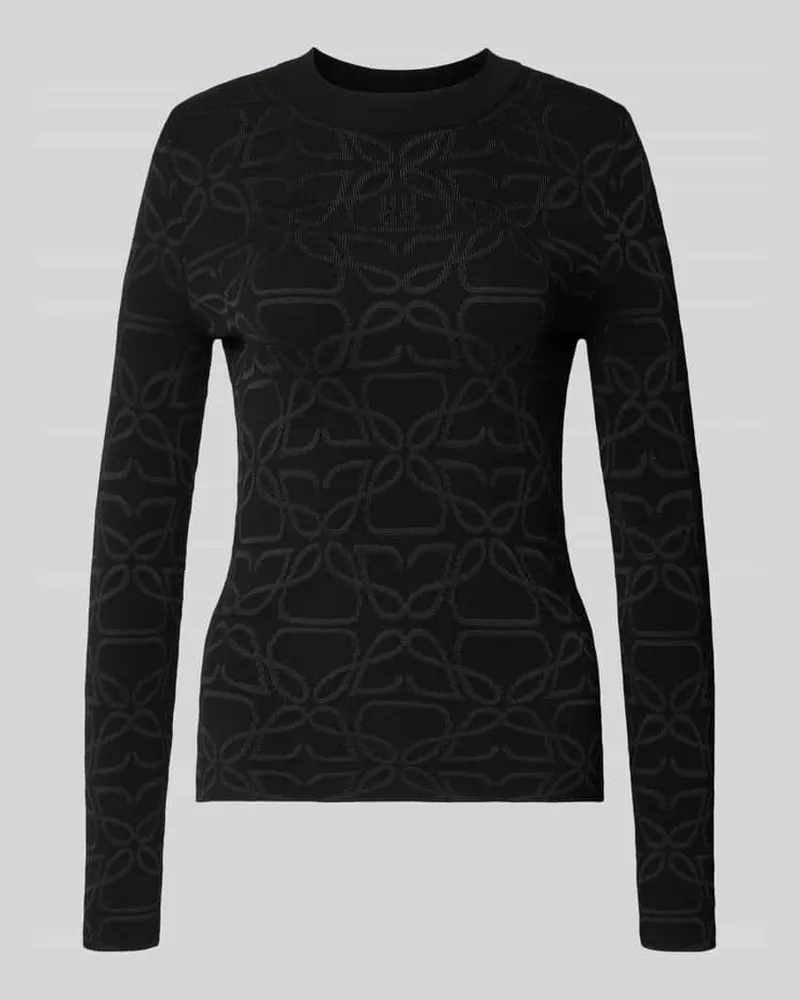 HUGO BOSS Longsleeve aus Viskose-Mix in Strick-Optik Modell 'Satero Black