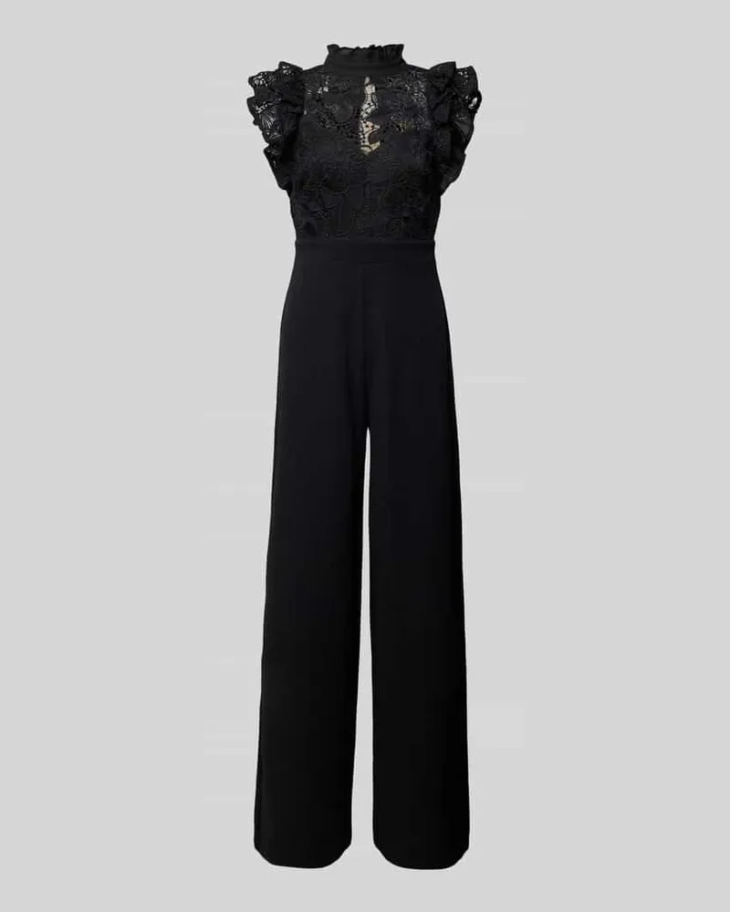 Lipsy  Regular Fit Jumpsuit mit floralem Spitzenbesatz Black