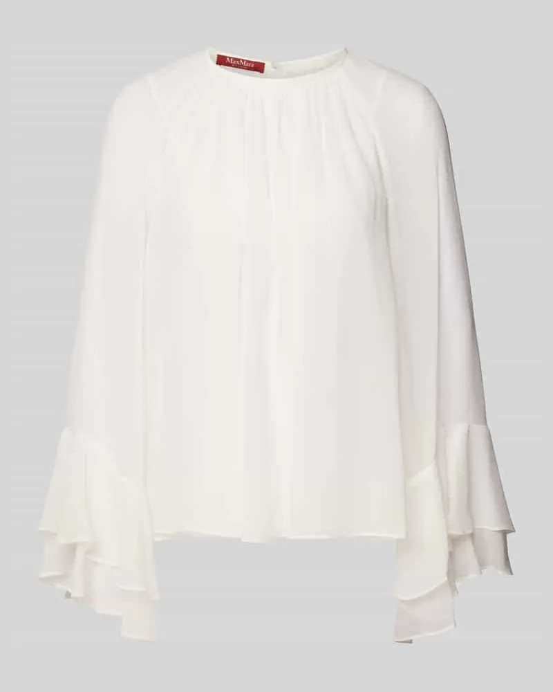 Max Mara Regular Fit Seidenbluse mit gelegten Falten Modell 'ZEO Weiss