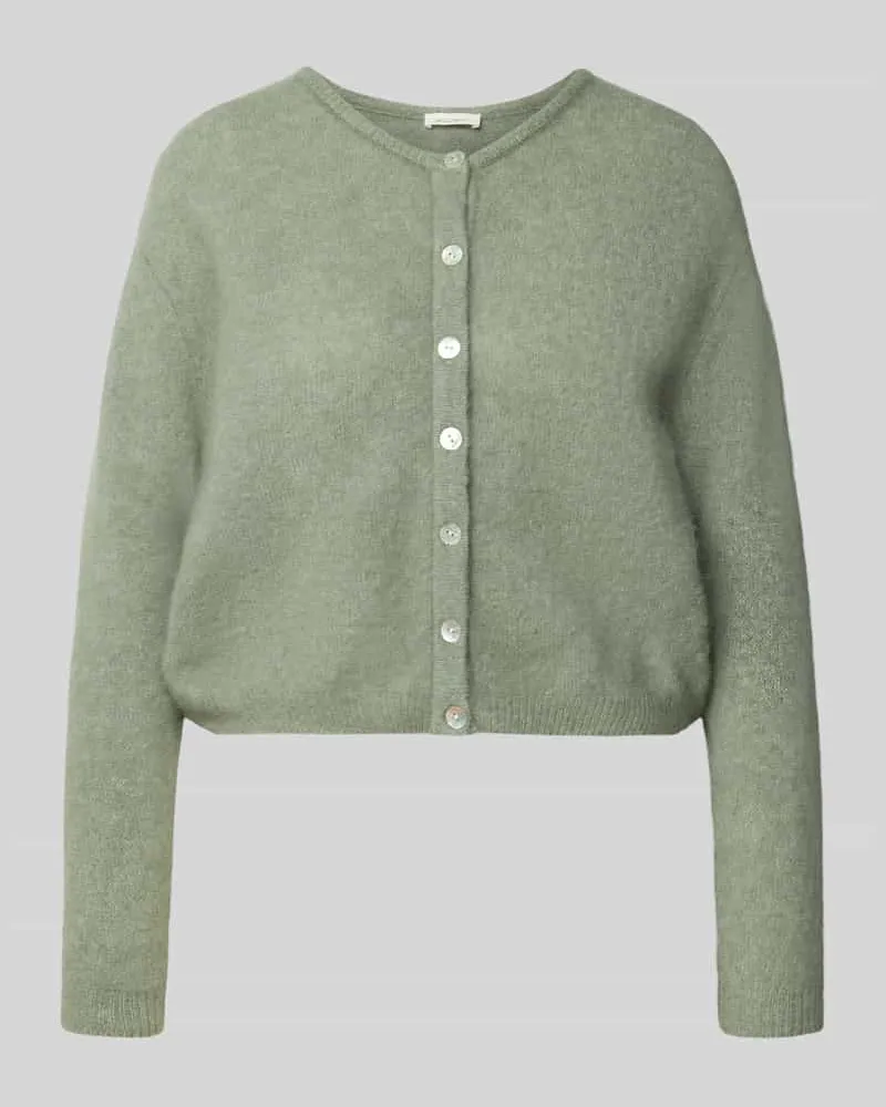 American Vintage Relaxed Fit Strickjacke aus Woll-Mix mit Leinen-Anteil Khaki