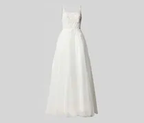 Abendkleid mit Spitzen- und Paillettenbesatz