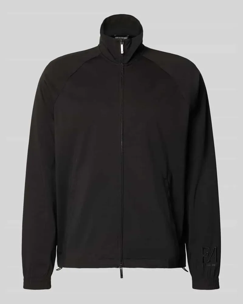 Emporio Armani Sweatjacke mit Stehkragen und Zweiwege-Reißverschluss Black
