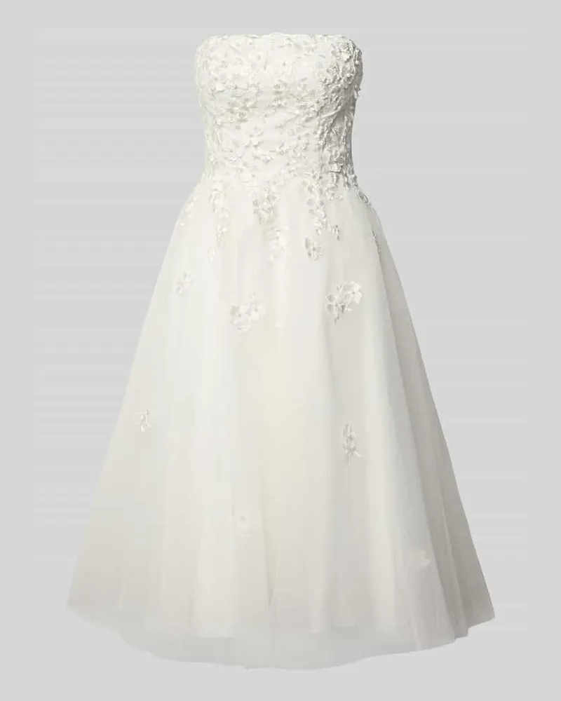 LUXUAR Regular Fit Minikleid mit Zierbesatz Offwhite