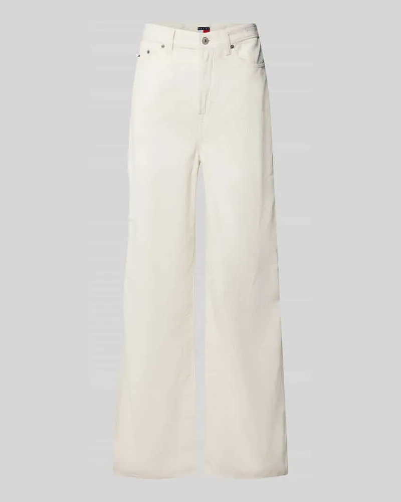 Tommy Hilfiger Wide Leg Cordhose aus reiner Baumwolle Ecru
