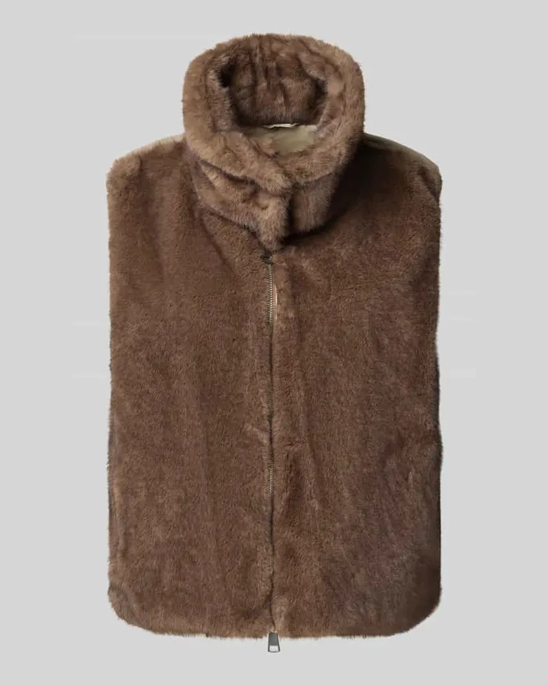 White Label Regular Fit Weste mit Kunstfellbesatz Taupe