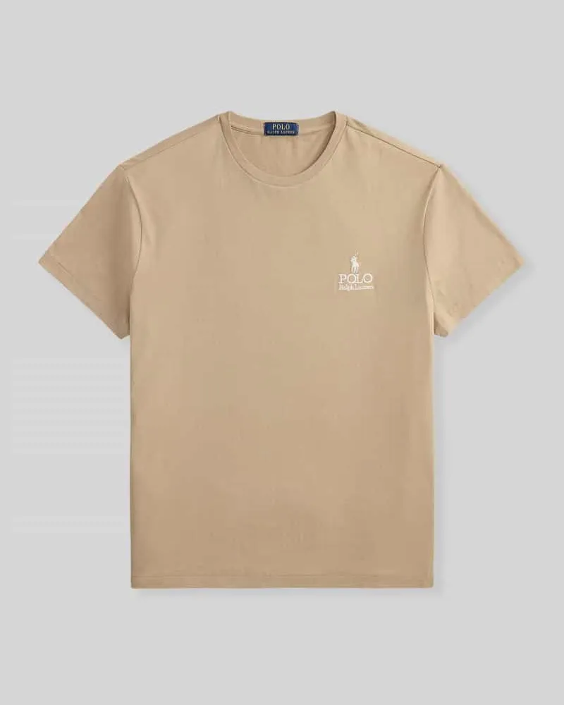 Ralph Lauren Relaxed Fit T-Shirt aus reiner Baumwolle mit Logo-Stitching Beige