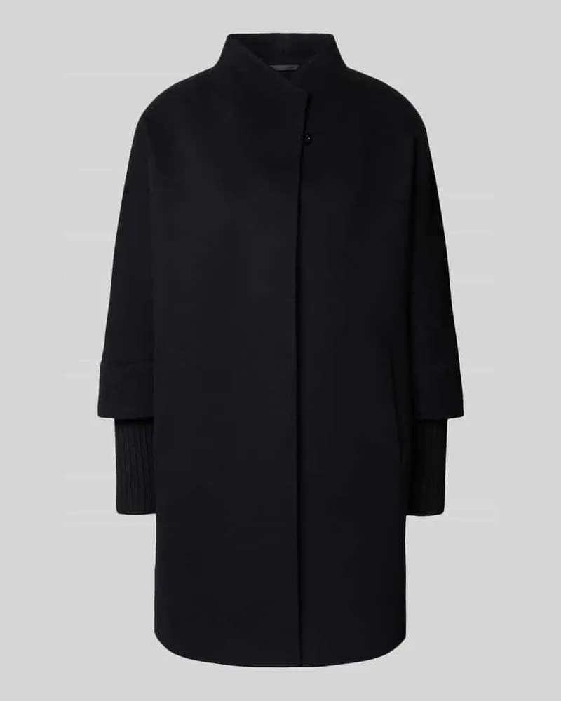 Cinzia Rocca Mantel aus Schurwolle mit Stehkragen Black