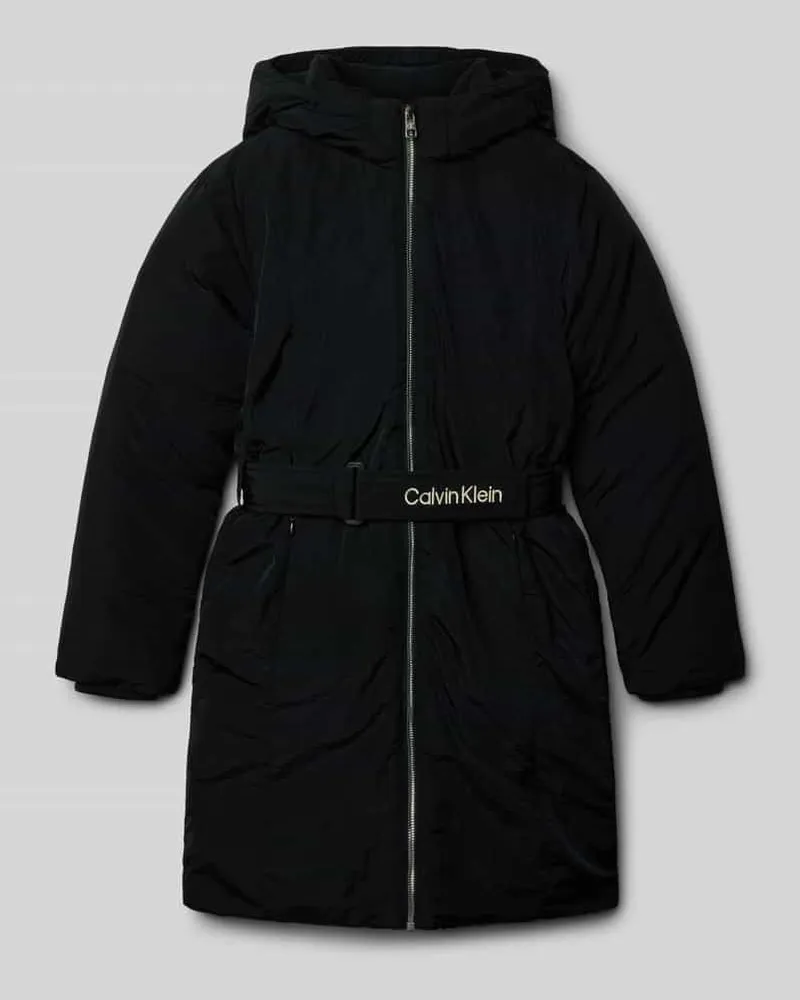 Calvin Klein Regular Fit Kurzmantel mit Logo-Stitching Modell 'Belted Black