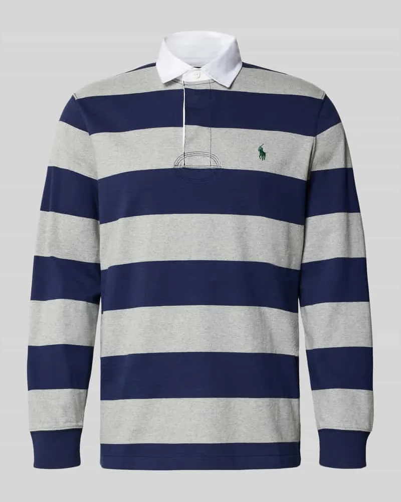 Ralph Lauren Sweatshirt mit Polokragen und Label-Stitching Dunkelblau