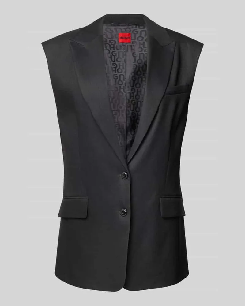 HUGO BOSS Leinenweste mit Reverskragen Modell 'Amise Black