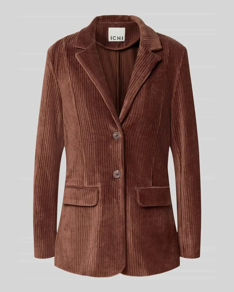 ICHI Slim Fit Blazer aus Cord Modell 'TAMARY Dunkelbraun