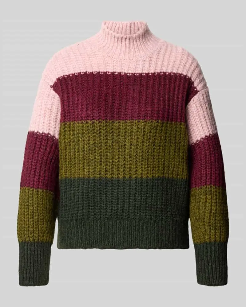 More & More Strickpullover mit Stehkragen Bordeaux