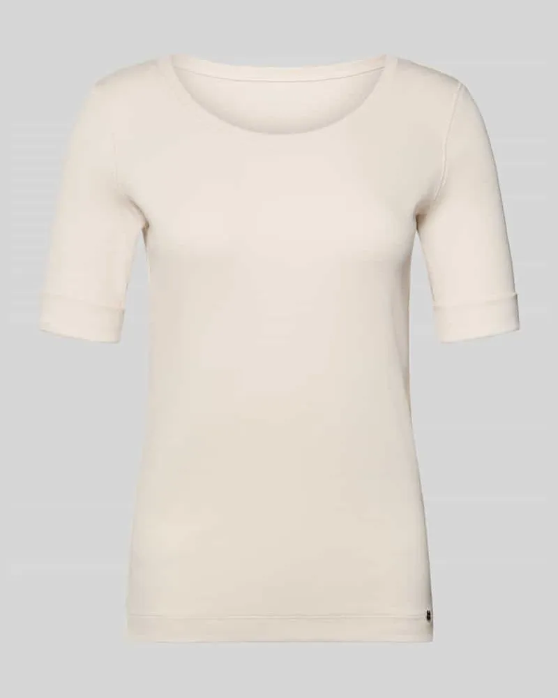 Marc Cain T-Shirt mit Rundhalsausschnitt und Ärmeln mit Aufschlag Sand