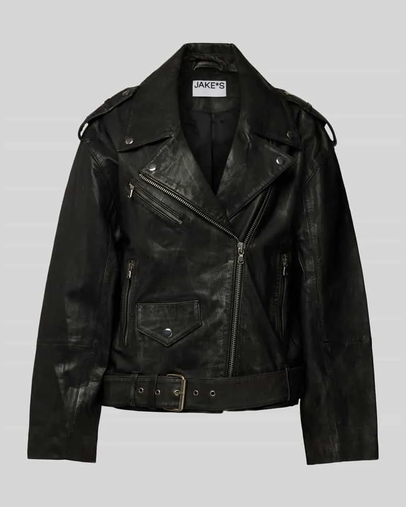 JAKE*S Lederjacke mit Reverskragen Black