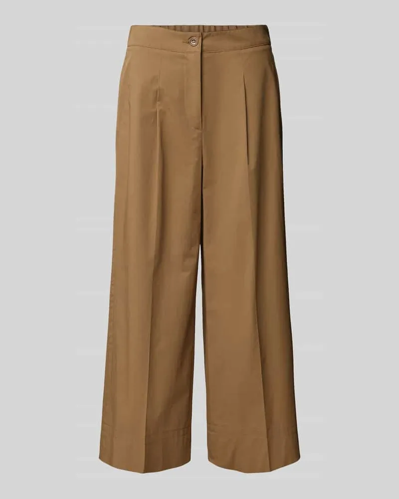 Luisa Cerano Culotte mit Bügelfalten in unifarbenem Design Khaki