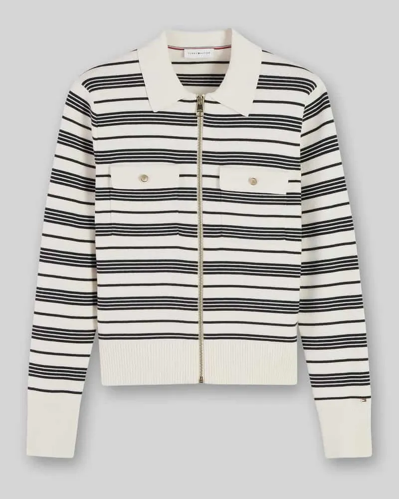 Tommy Hilfiger Regular Fit Strickjacke mit Brusttaschen Weiss