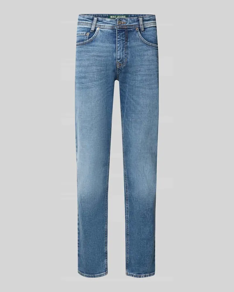 MAC Jeans Straight Fit Jeans aus Baumwoll-Mix Modell 'ARNE Hellblau