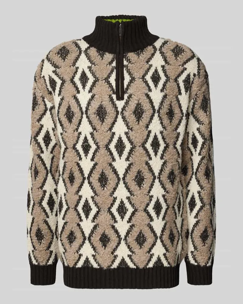 Scotch&Soda Strickpullover mit gerippten Abschlüssen Modell 'ARGYLES Mittelbraun