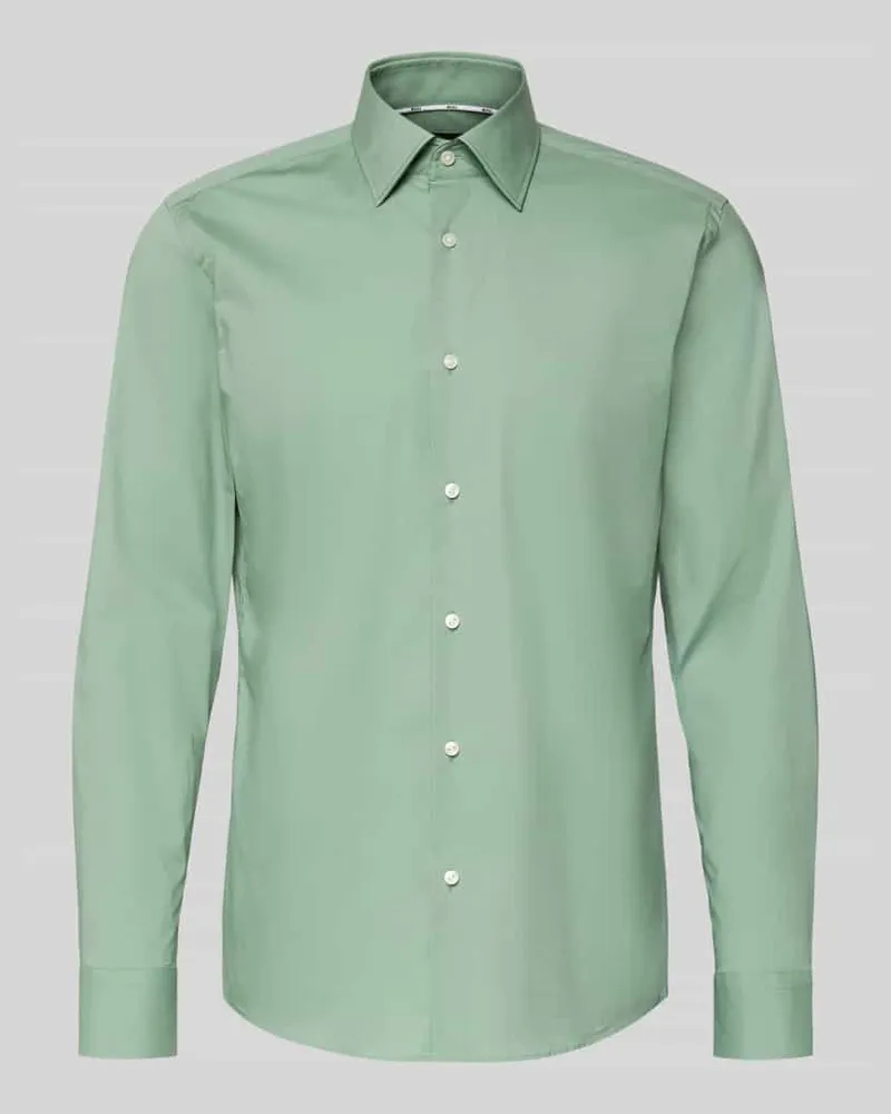 HUGO BOSS Slim Fit Businesshemd aus Baumwoll-Mix Modell 'H-HANK-KENT Gruen