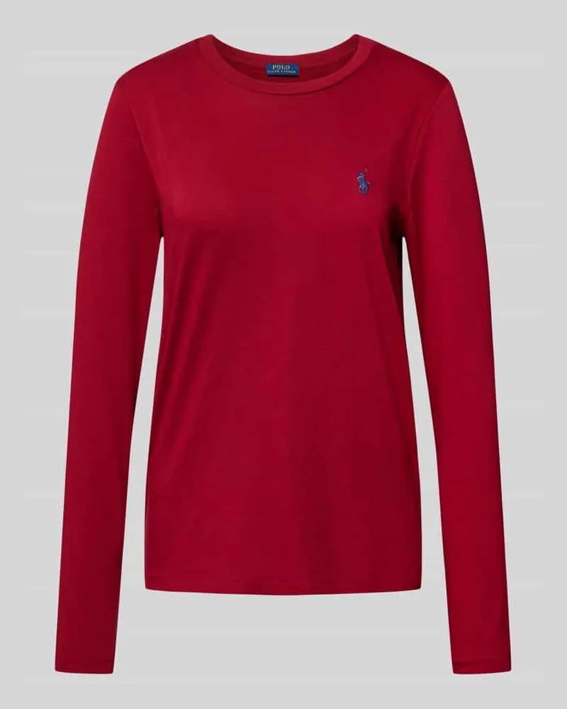 Ralph Lauren Longsleeve mit Label-Stitching Dunkelrot