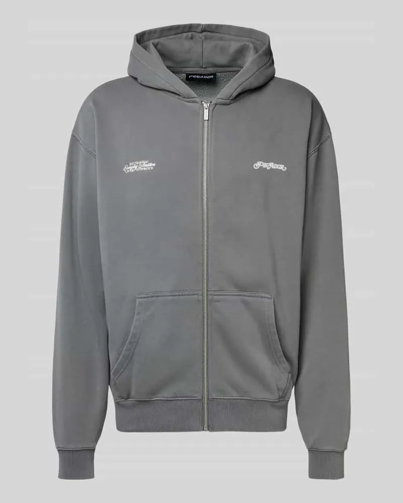 PEGADOR Oversized Sweatjacke mit Känguru-Tasche Modell 'Peckert Anthrazit
