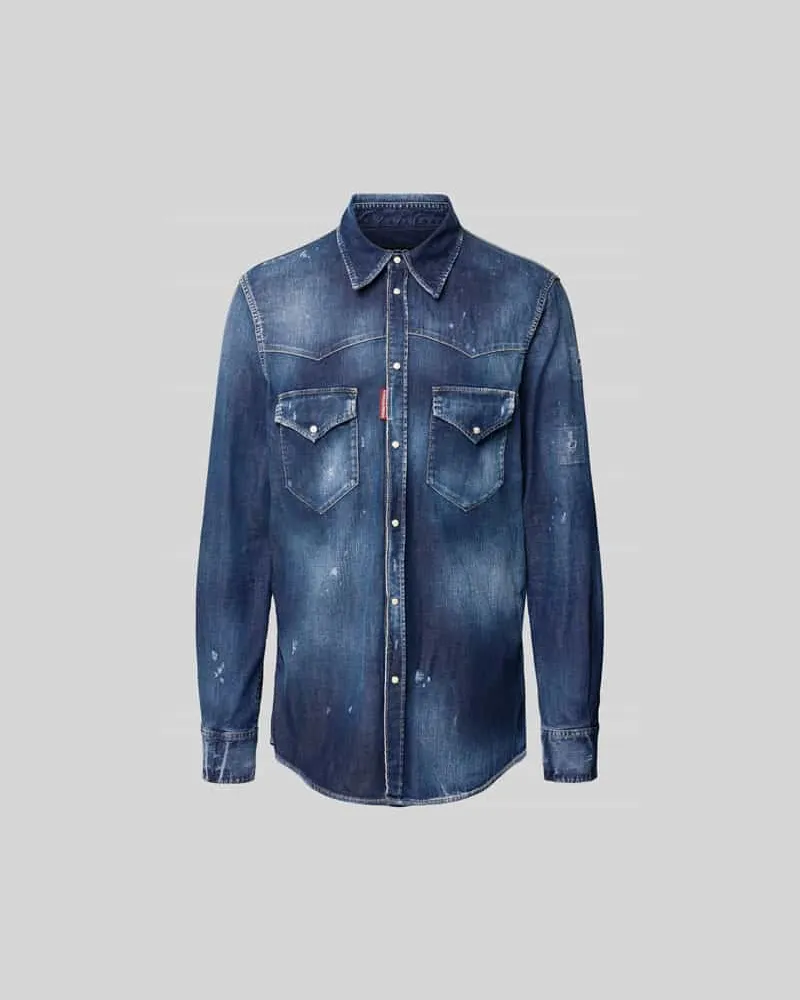 Dsquared2 Freizeithemd mit Druckknopfleiste Jeansblau
