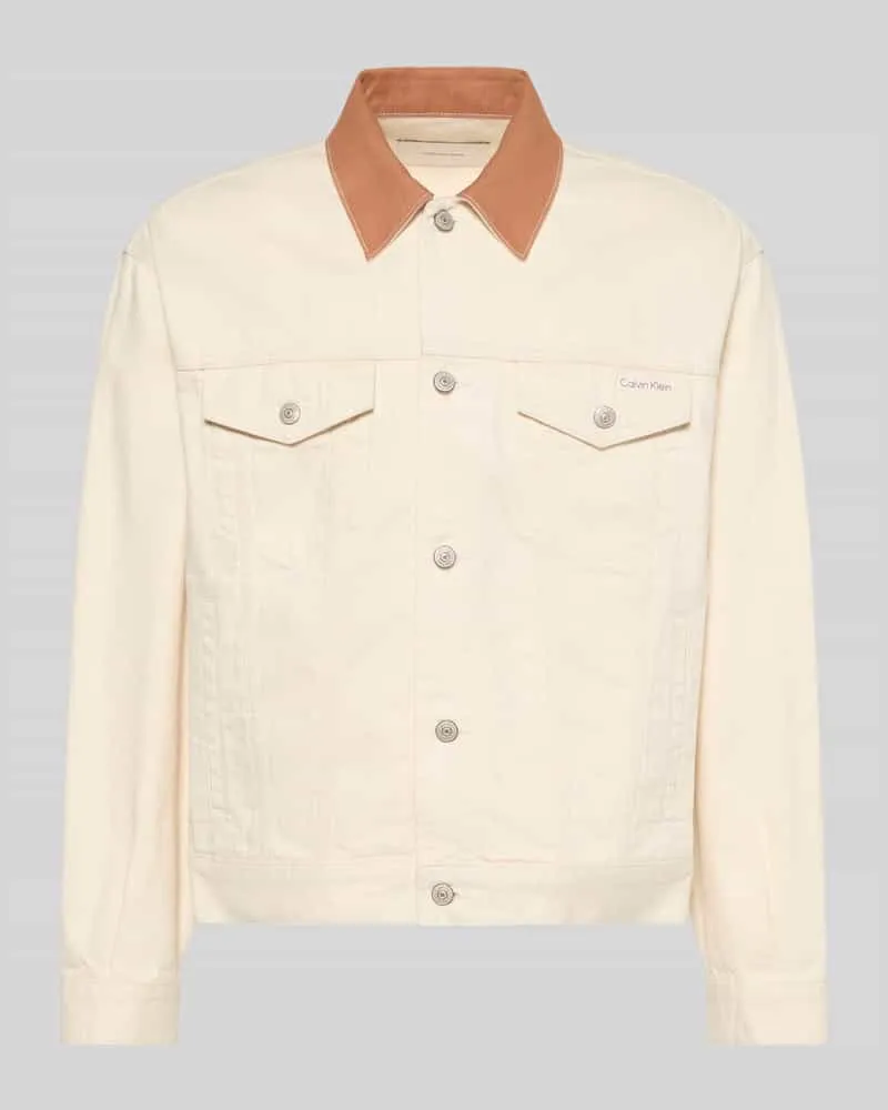 Calvin Klein Regular Fit Jeansjacke aus reiner Baumwolle Offwhite