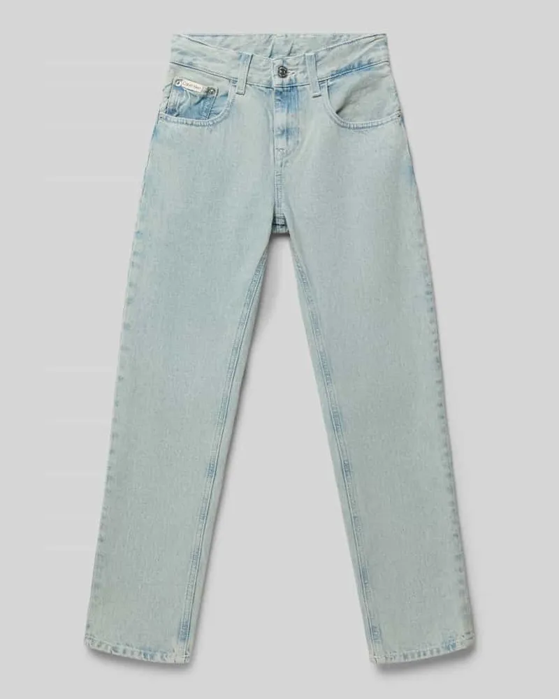 Calvin Klein Straight Fit Jeans mit Label-Detail Hellblau