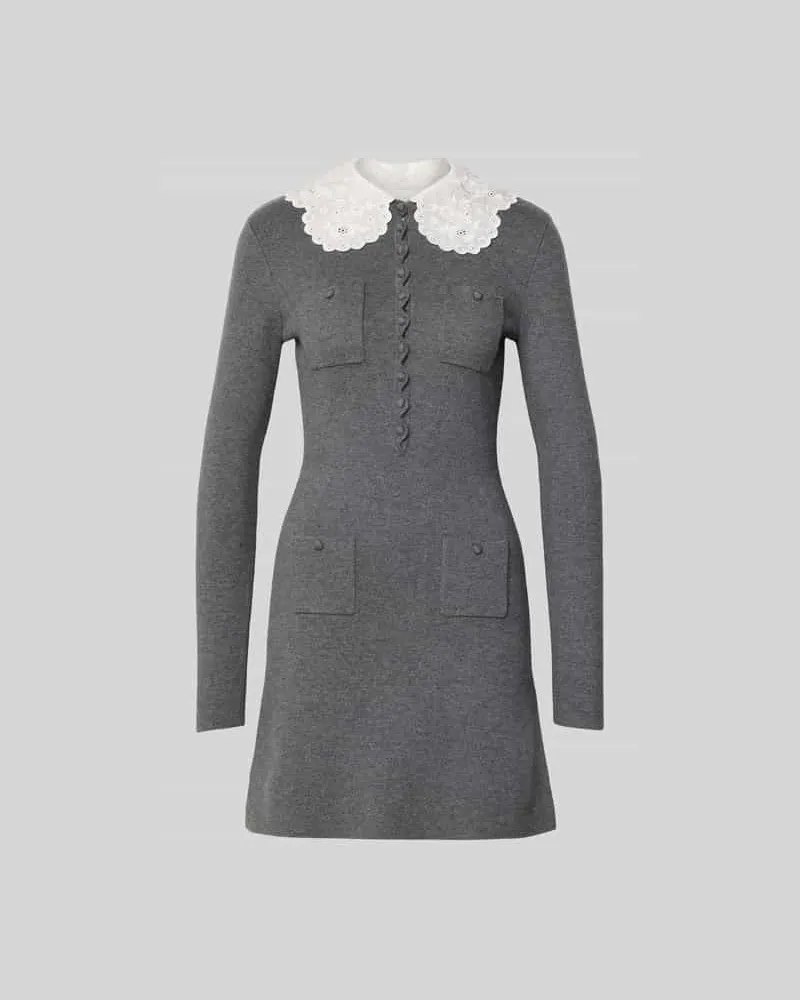 Self-Portrait Minikleid mit Woll-Anteil Mittelgrau