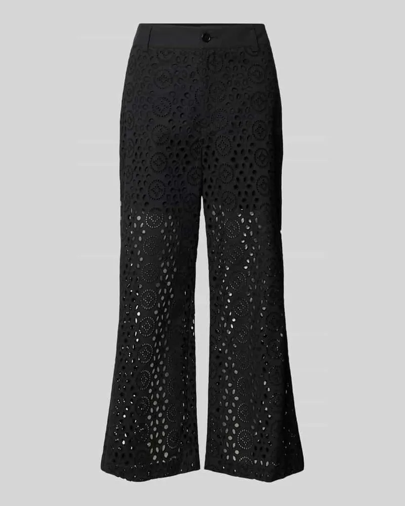 Liu Jo Wide Leg Hose mit Lochstickerei Black