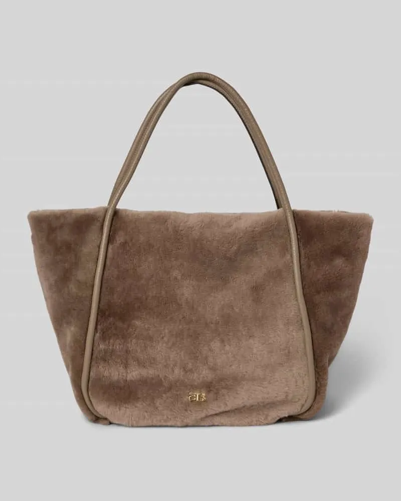 Abro Shopper mit Fellbesatz Modell 'Willow Schlamm