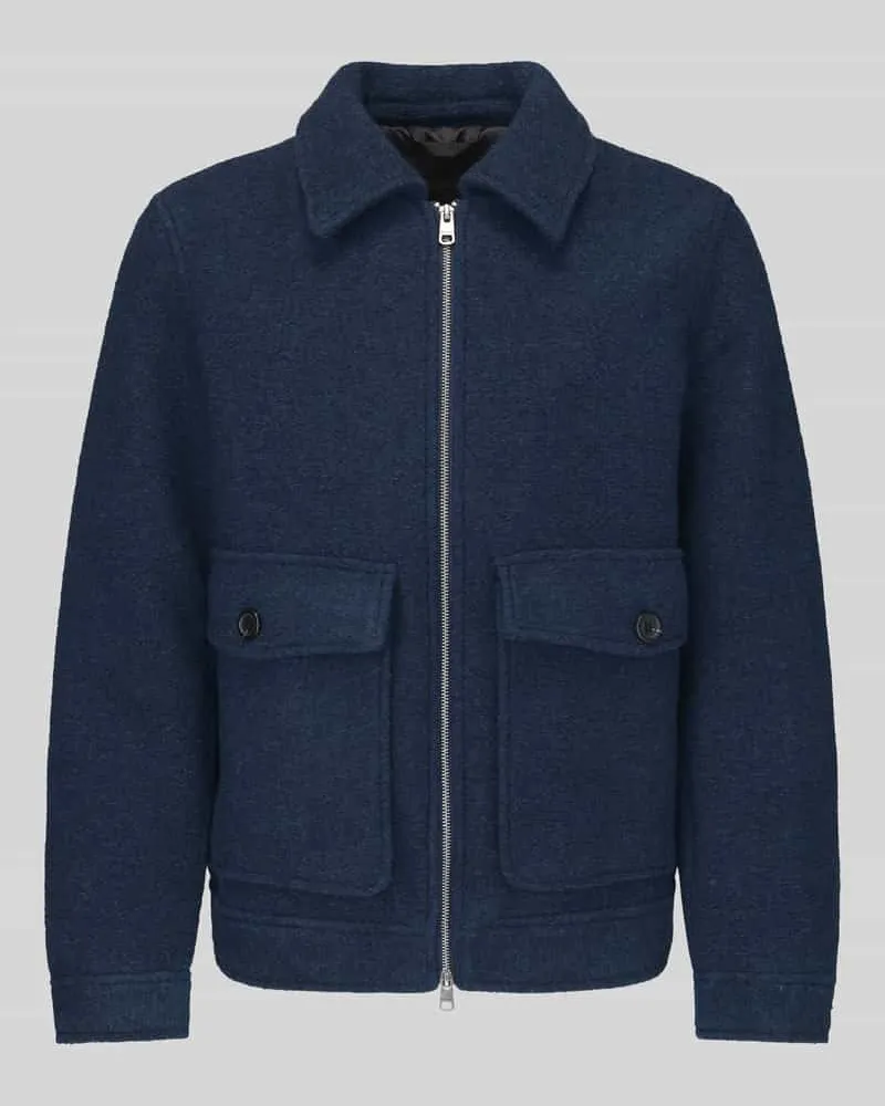 Selected Hemdjacke mit Zweiwege Reißverschluss Marine