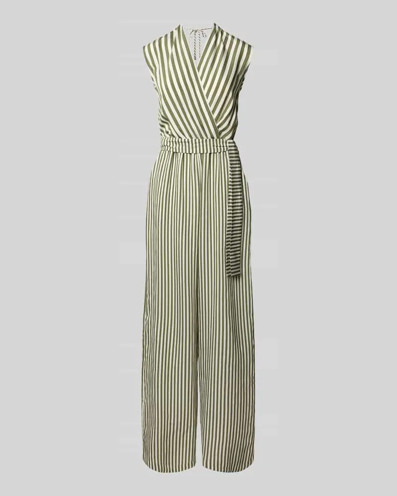 Rinascimento Jumpsuit aus Viskose-Mix mit V-Ausschnitt Oliv