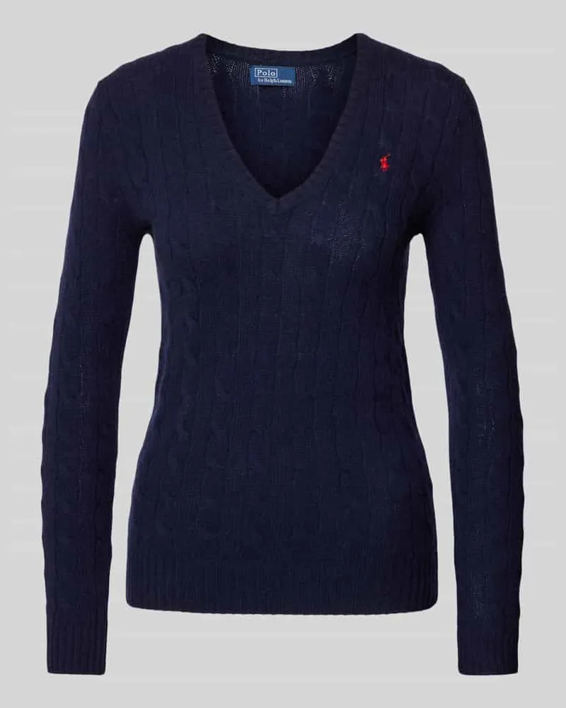 Ralph Lauren Strickpullover aus Wolle-Kaschmir-Mix mit Zopfmuster Marine