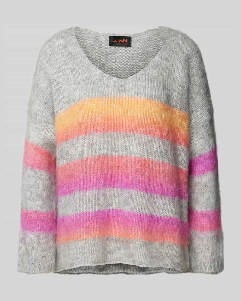 Miss Goodlife Strickpullover aus Woll-Mix mit überschnittenen Schultern Hellgrau