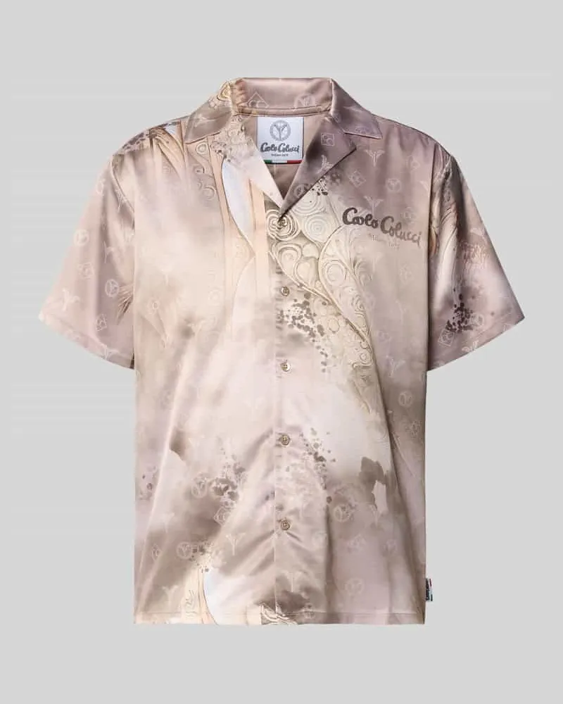Carlo Colucci Oversized Freizeithemd mit Reverskragen Beige