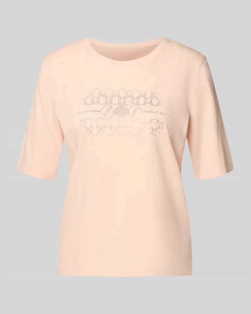 Marc Cain T-Shirt mit Ziersteinbesatz und Rundhalsausschnitt Apricot