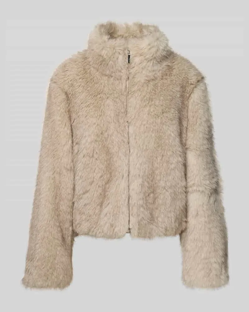 Marc Cain Jacke mit Kunstfellbesatz Taupe