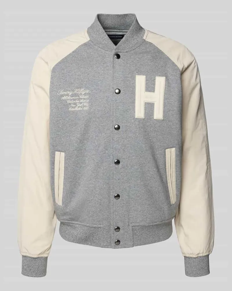 Tommy Hilfiger Relaxed Fit Bomberjacke aus Baumwoll-Mix Hellgrau