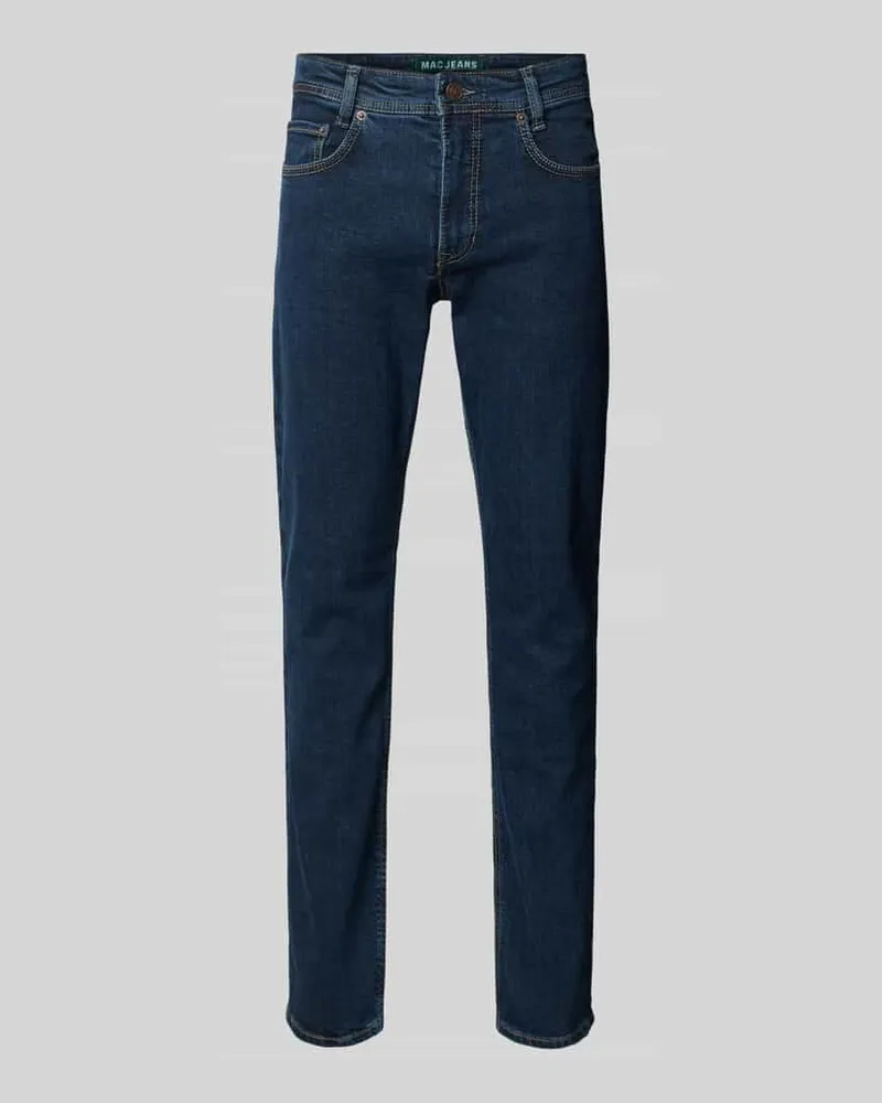 MAC Jeans Straight Fit Jeans im 5-Pocket-Design Modell 'ARNE Dunkelblau