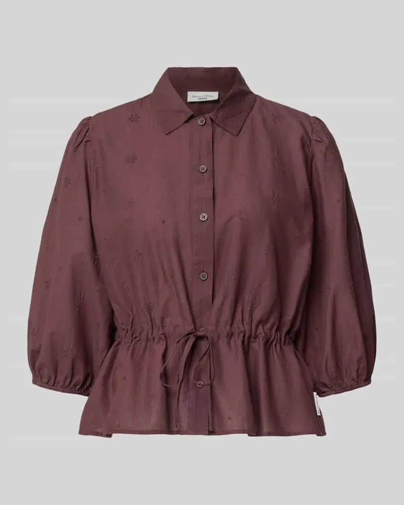 Marc O'Polo Regular Fit Kurzarmbluse aus reiner Baumwolle Aubergine