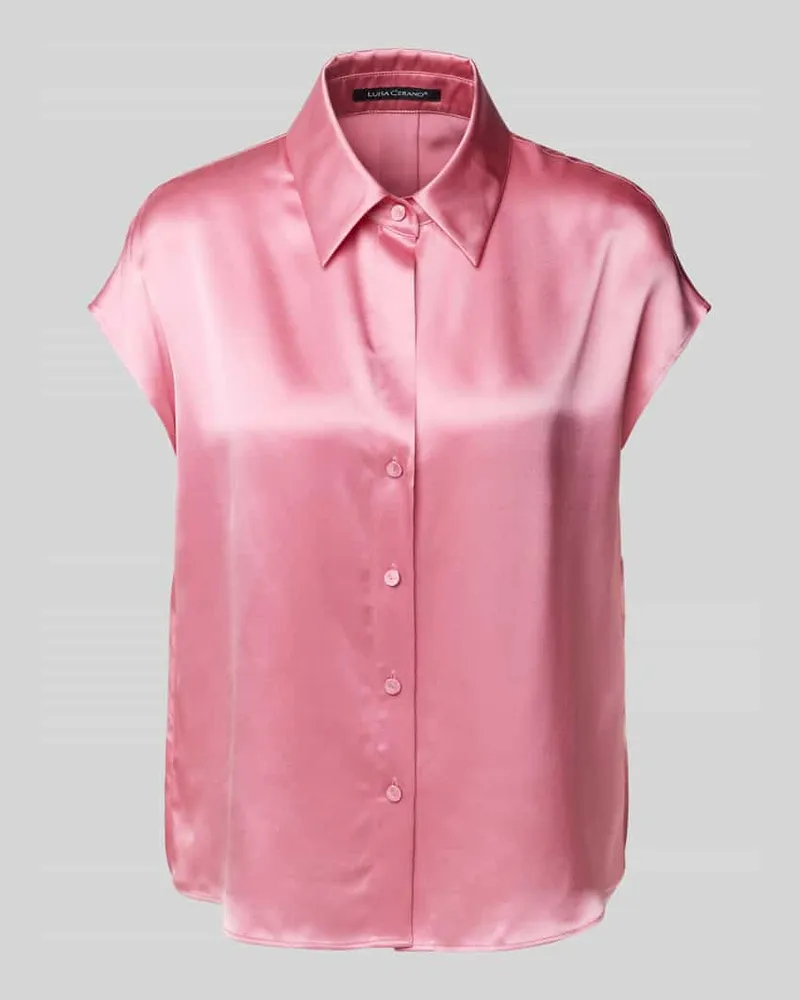 Luisa Cerano Regular Fit Seidenbluse mit Kappärmeln Pink