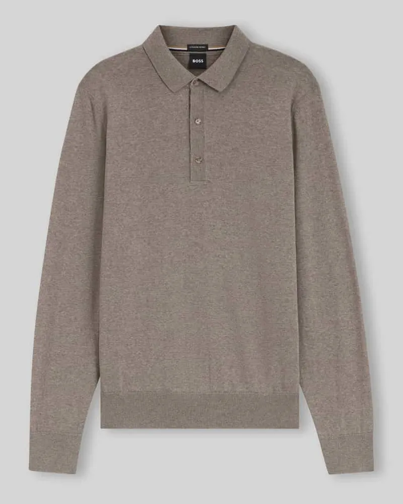 HUGO BOSS Regular Fit Poloshirt aus reiner Wolle Modell 'Lancione Beige