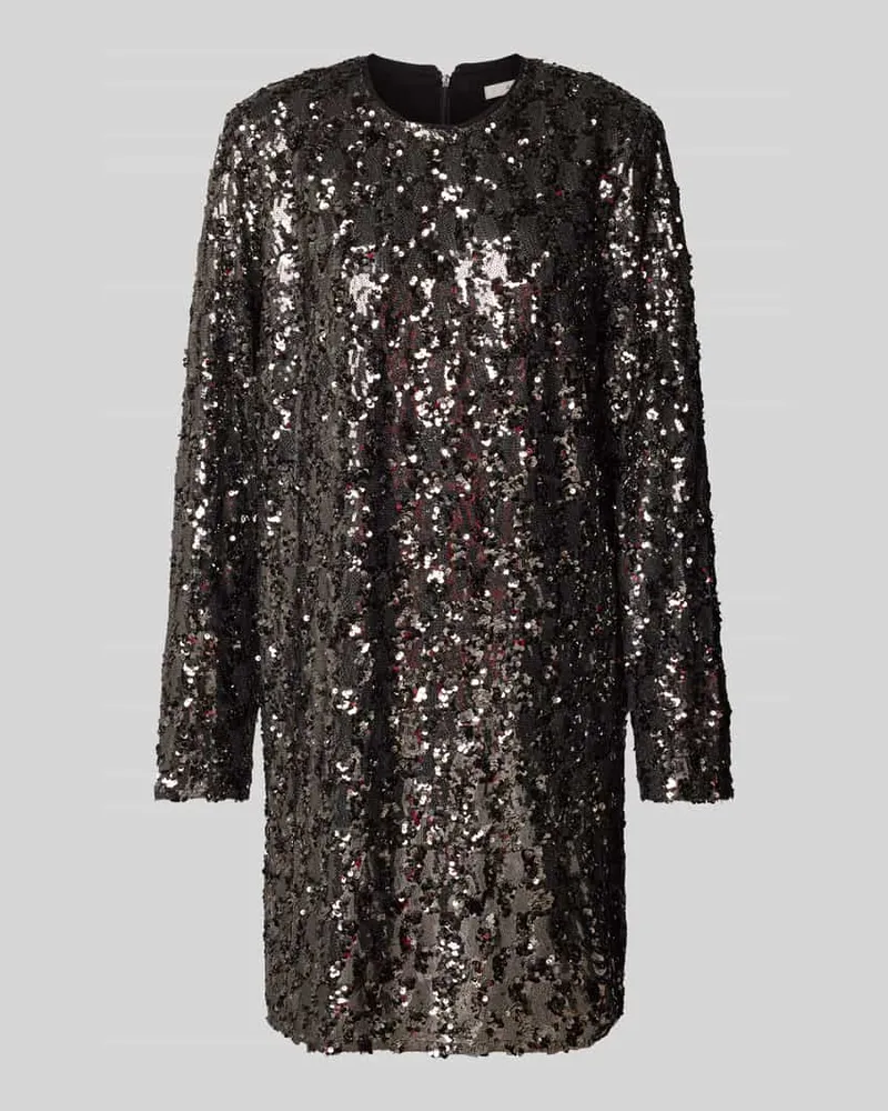 Gestuz Knielanges Kleid mit Paillettenbesatz Modell 'Salina Dunkelgrau