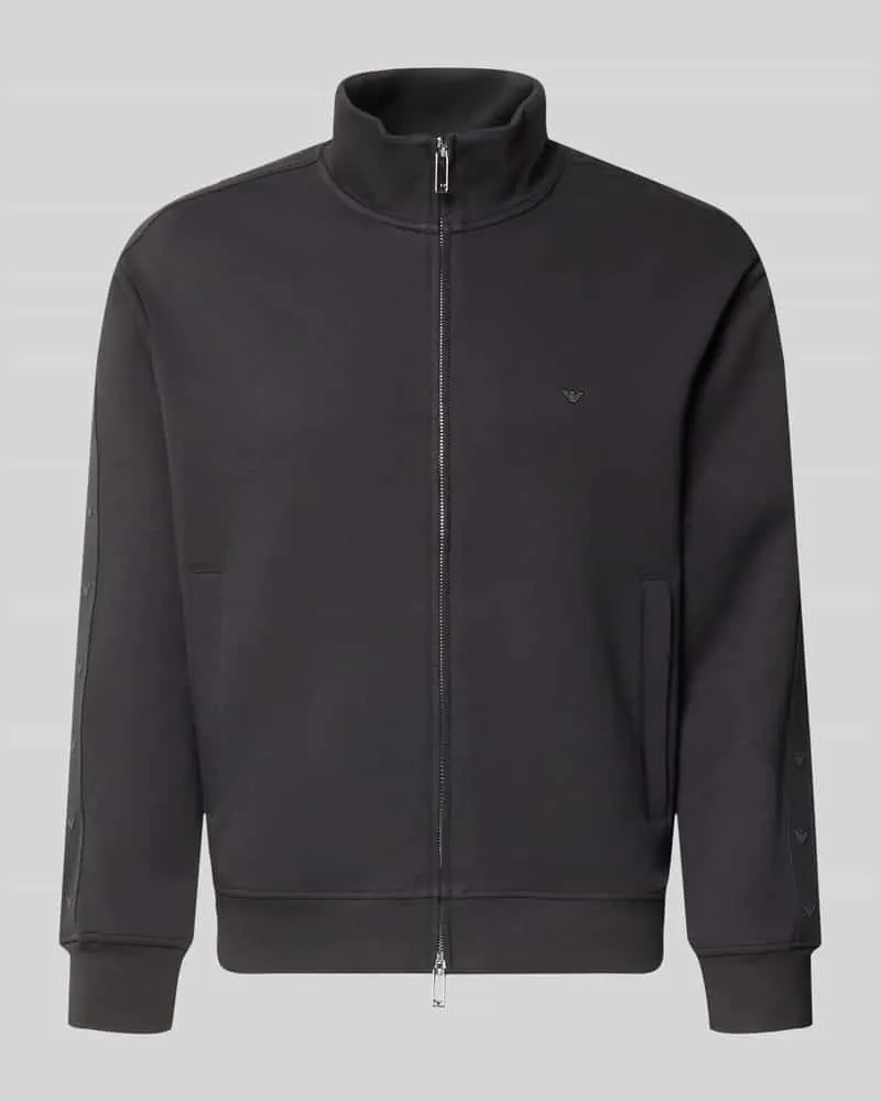 Emporio Armani Sweatjacke mit Stehkragen und Zweiwege-Reißverschluss Black