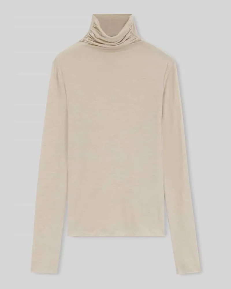 HUGO BOSS Slim Fit Langarmshirt aus Lyocell-Woll-Mix Modell 'Elavus Sand