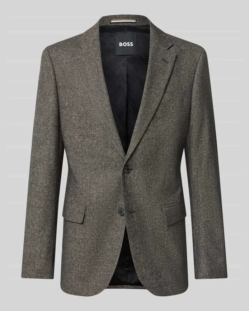 HUGO BOSS Regular Fit Sakko aus Woll-Mix Modell 'Jasper Mittelbraun